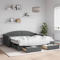 Daybed med udtræk og skuffer 90x190 cm stof mørkegrå