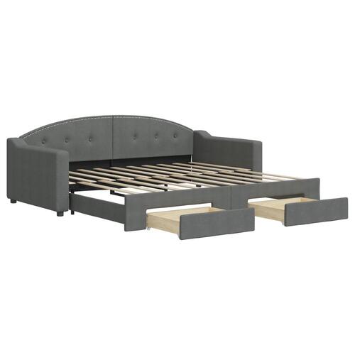 Daybed med udtræk og skuffer 90x190 cm stof mørkegrå