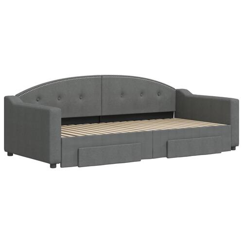 Daybed med udtræk og skuffer 90x190 cm stof mørkegrå