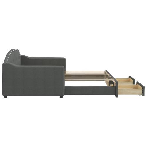 Daybed med udtræk og skuffer 90x190 cm stof mørkegrå