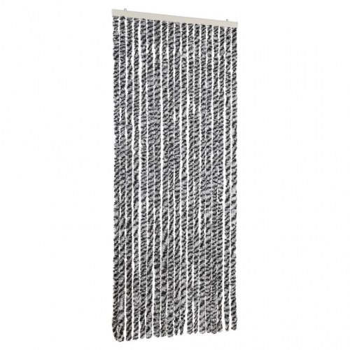 Flueforhæng 56×200 cm i chenille - sort/hvid