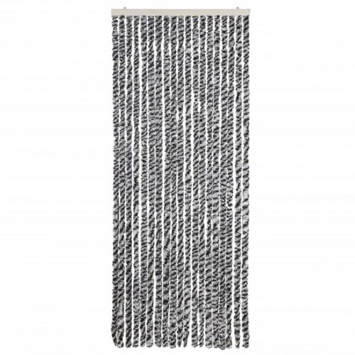 Flueforhæng 56×200 cm i chenille - sort/hvid