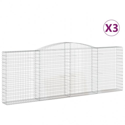 Buede gabionkurve - sæt af 3, 400 × 30 × 140/160 cm i galvaniseret jern