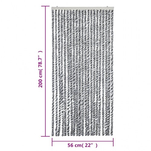 Flueforhæng 56×200 cm i chenille - sort/hvid