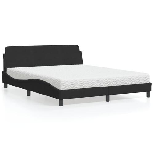 Seng med madras 160x200 cm velour sort