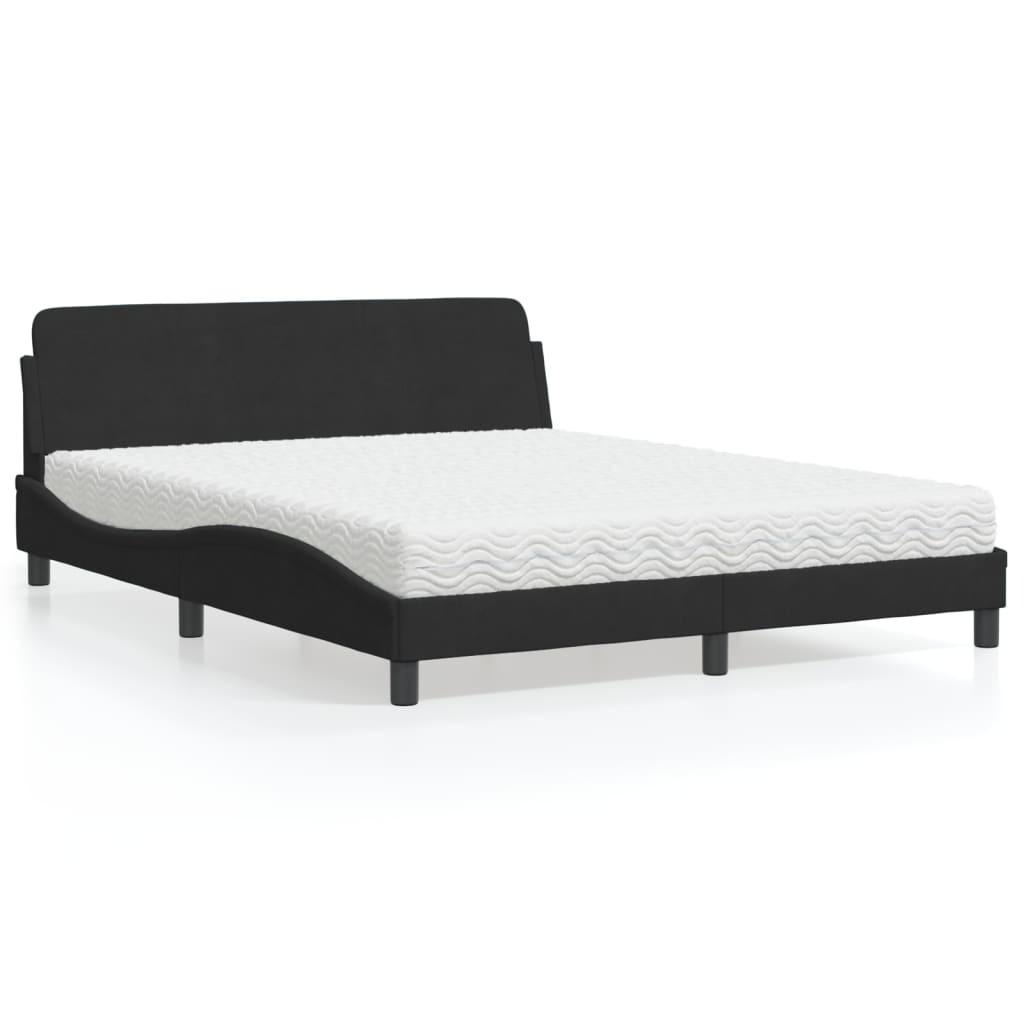 Seng med madras 160x200 cm velour sort