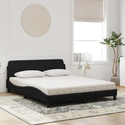 Seng med madras 160x200 cm velour sort