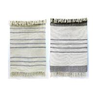 Tæppe 160 x 230 x 0,75 cm Grå Polyester Hvid Frynse Boho (2 enheder)
