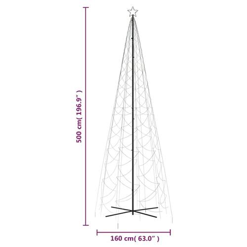 Kegleformet juletræ 160x500 cm 1400 LED'er farverigt lys
