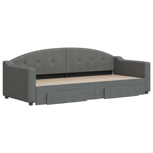 Daybed med udtræk og skuffer 80x200 cm stof mørkegrå