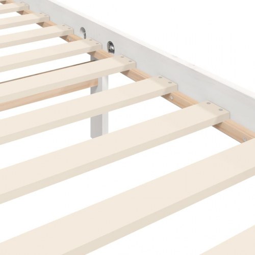 Sengeramme med sengegavl 100x200 cm massivt træ hvid