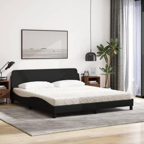 Seng med madras 180x200 cm stof sort