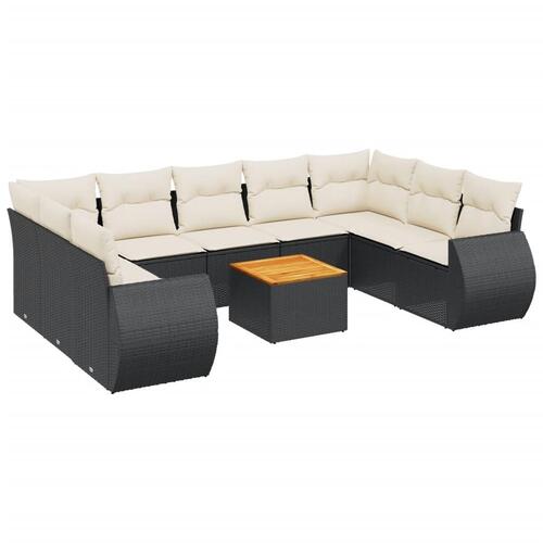 Sofasæt til haven 10 dele med hynder polyrattan sort