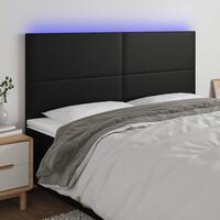 Sengegavl med LED-lys 160x5x118/128 cm kunstlæder sort