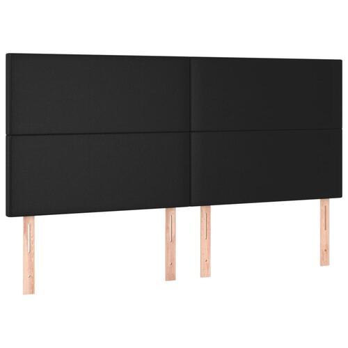 Sengegavl med LED-lys 160x5x118/128 cm kunstlæder sort