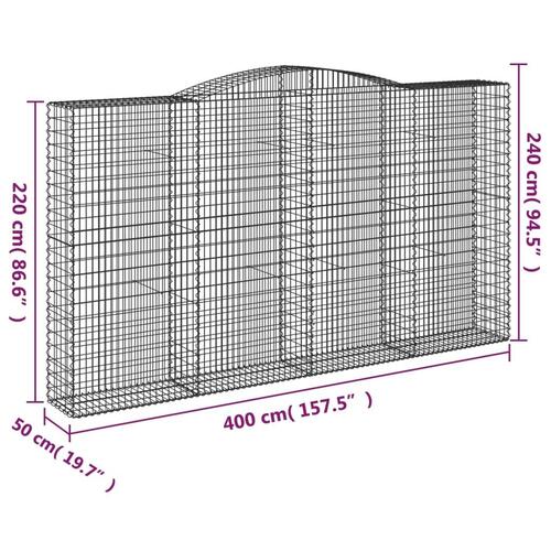 Buede gabionkurve 5 stk. 400x50x220/240 cm galvaniseret jern