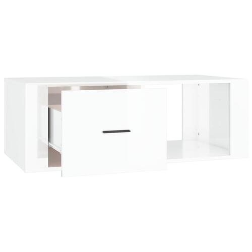 Sofabord 100x50,5x35 cm konstrueret træ hvid højglans