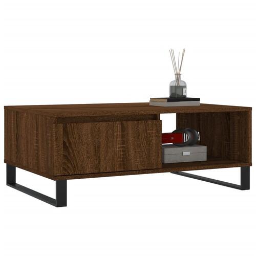 Sofabord 90x60x35 cm konstrueret træ brun egetræsfarve