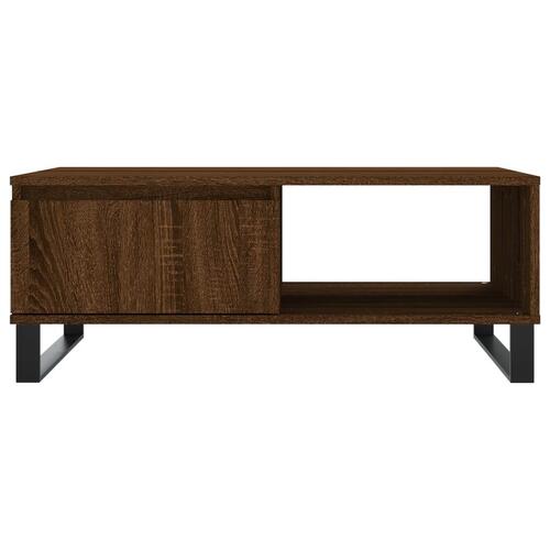 Sofabord 90x60x35 cm konstrueret træ brun egetræsfarve