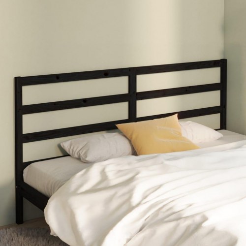 Sengegavl 206×4×100 cm - massivt fyrretræ, sort