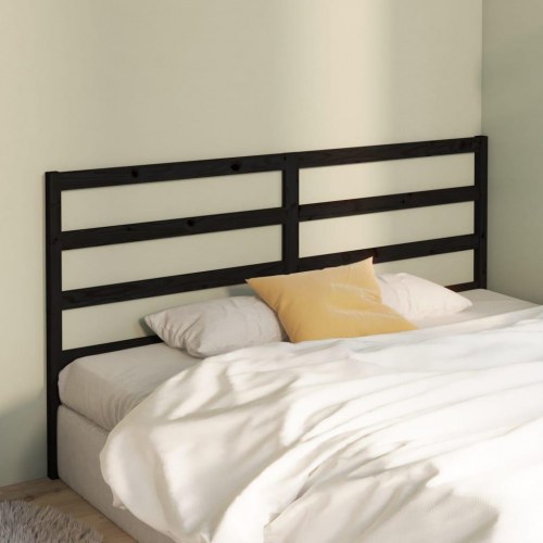 Sengegavl 206×4×100 cm - massivt fyrretræ, sort