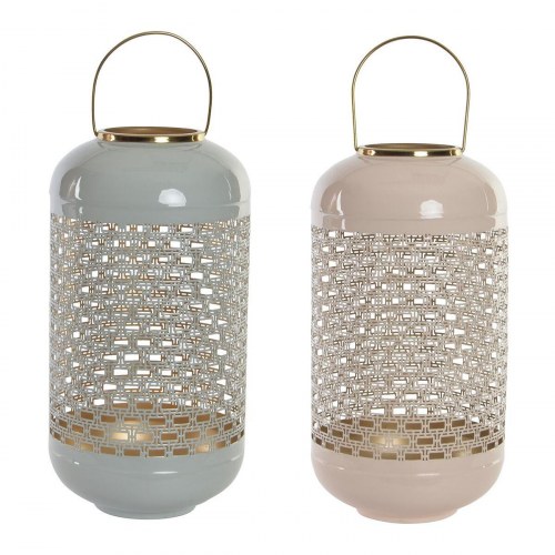 Fyrfadsstager i aluminium - sæt af 2, blå/pink, 24 × 24 × 46/56 cm