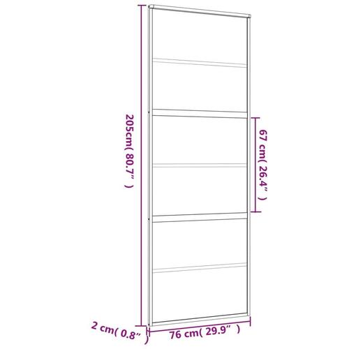 Skydedør 76x205 cm klart sikkerhedsglas og aluminium guldfarvet