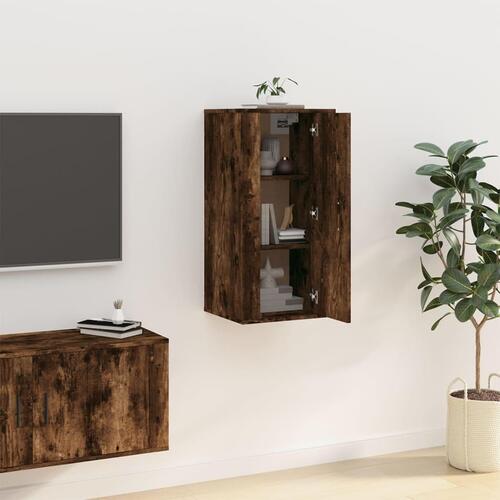 Væghængt tv-skab 40x34,5x80 cm røget egetræ