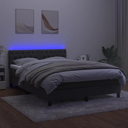 Kontinentalseng med LED-lys 140x190 cm fløjl mørkegrå