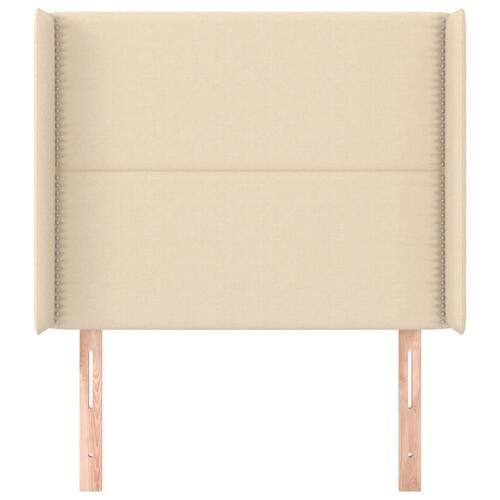 Sengegavl med kanter 93x16x118/128 cm stof cremefarvet