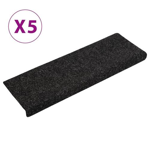 Trappemåtter 5 stk. 65x21x4 cm tuftet sort