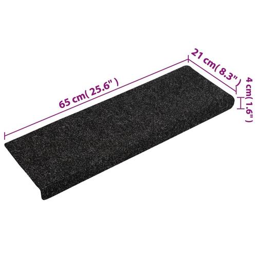 Trappemåtter 5 stk. 65x21x4 cm tuftet sort