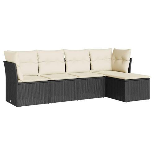 Sofasæt til haven 5 dele med hynder polyrattan sort