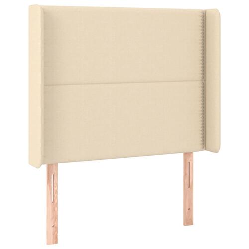 Sengegavl med kanter 103x16x118/128 cm stof cremefarvet
