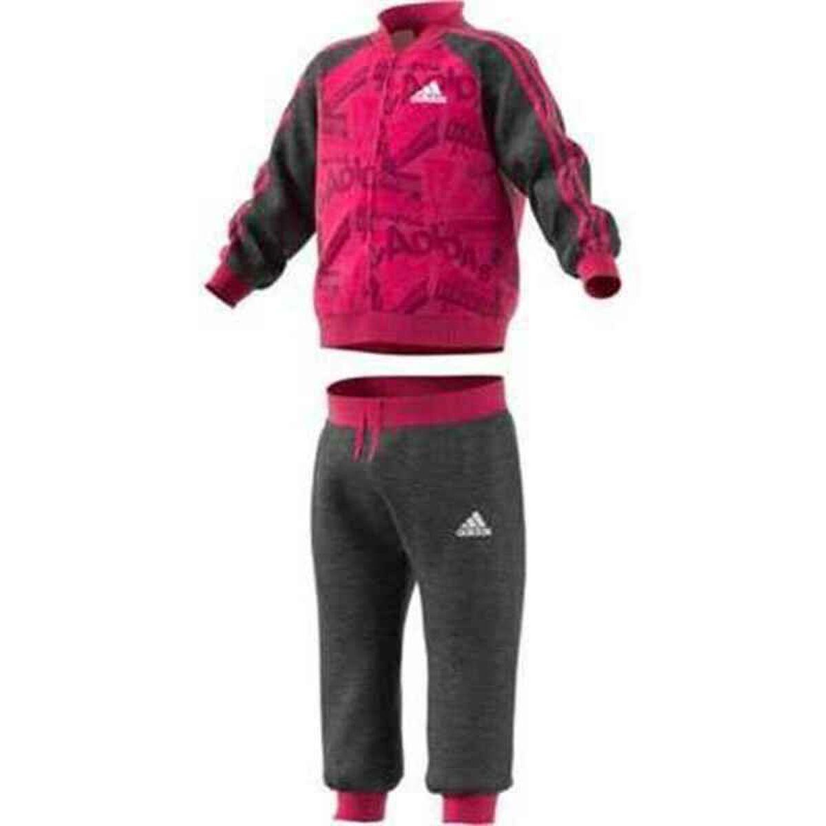 Baby træningsdragt Adidas I Bball Jog FT Pink Sort Multifarvet 9-12 månder