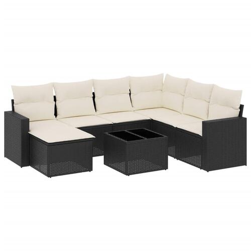 Sofasæt til haven 8 dele med hynder polyrattan sort