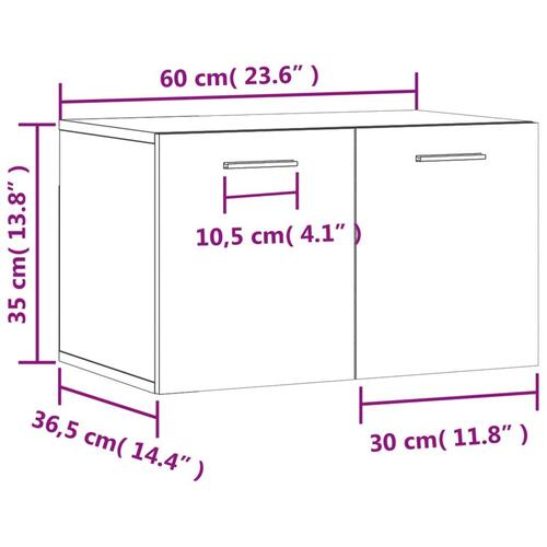 Vægskab 60x36,5x35 cm konstrueret træ hvid