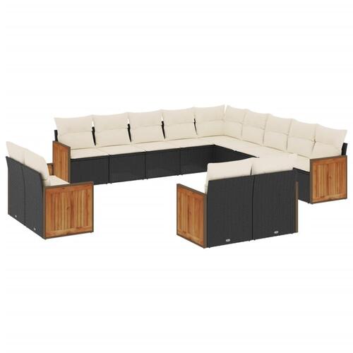 Sofasæt til haven 13 dele med hynder polyrattan sort