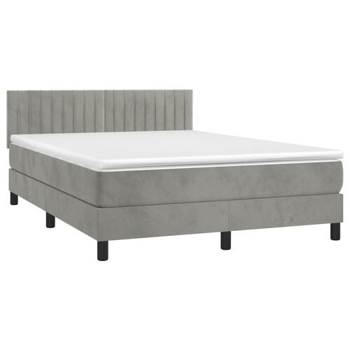 Kontinentalseng med LED-lys 140x190 cm velour lysegrå
