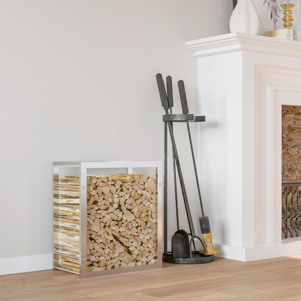 Brændestativ 80x28x86 cm rustfrit stål billede