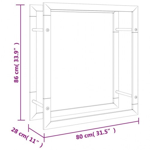 Brændestativ i rustfrit stål - 80 × 28 × 86 cm, sølv