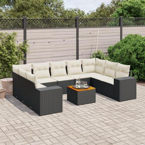 Sofasæt til haven 10 dele med hynder polyrattan sort