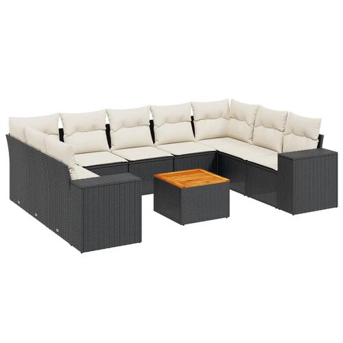 Sofasæt til haven 10 dele med hynder polyrattan sort