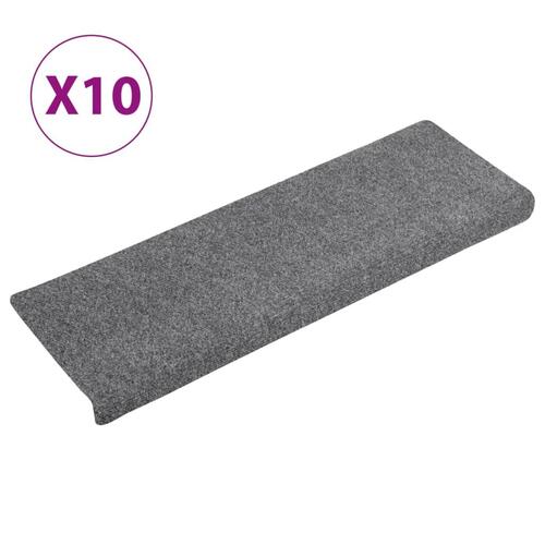 Trappemåtter 10 stk. 65x21x4 cm tuftet lysegrå