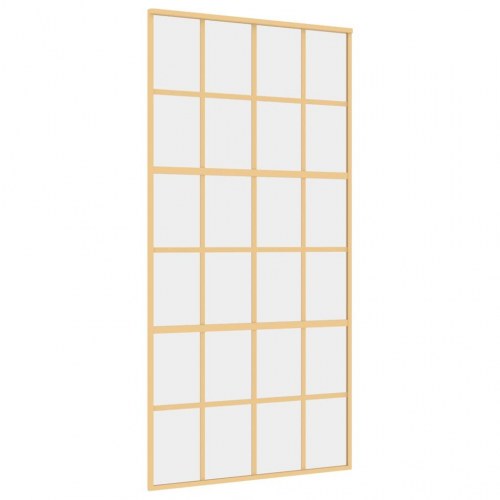 Skydedør 102,5×205 cm - klart sikkerhedsglas og gylden aluminium