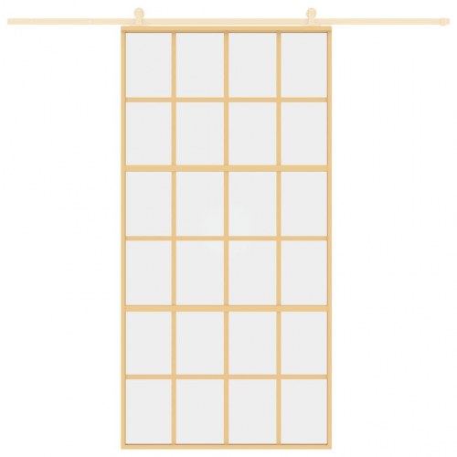 Skydedør 102,5×205 cm - klart sikkerhedsglas og gylden aluminium