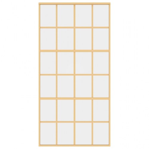 Skydedør 102,5×205 cm - klart sikkerhedsglas og gylden aluminium