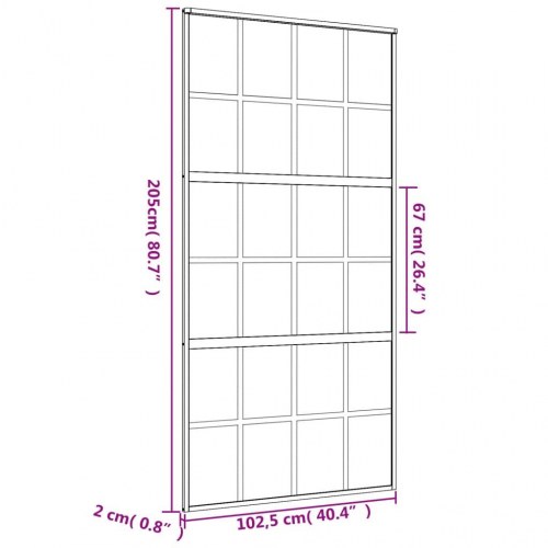 Skydedør 102,5×205 cm - klart sikkerhedsglas og gylden aluminium