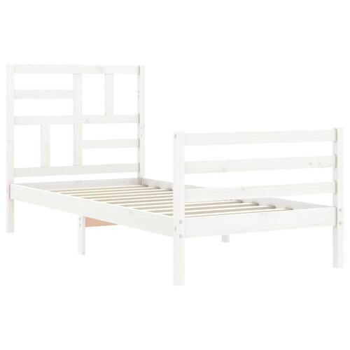 Sengeramme med sengegavl 90x200 cm massivt træ hvid