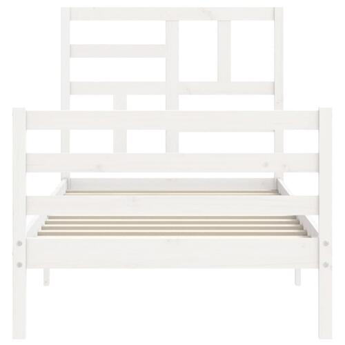 Sengeramme med sengegavl 90x200 cm massivt træ hvid